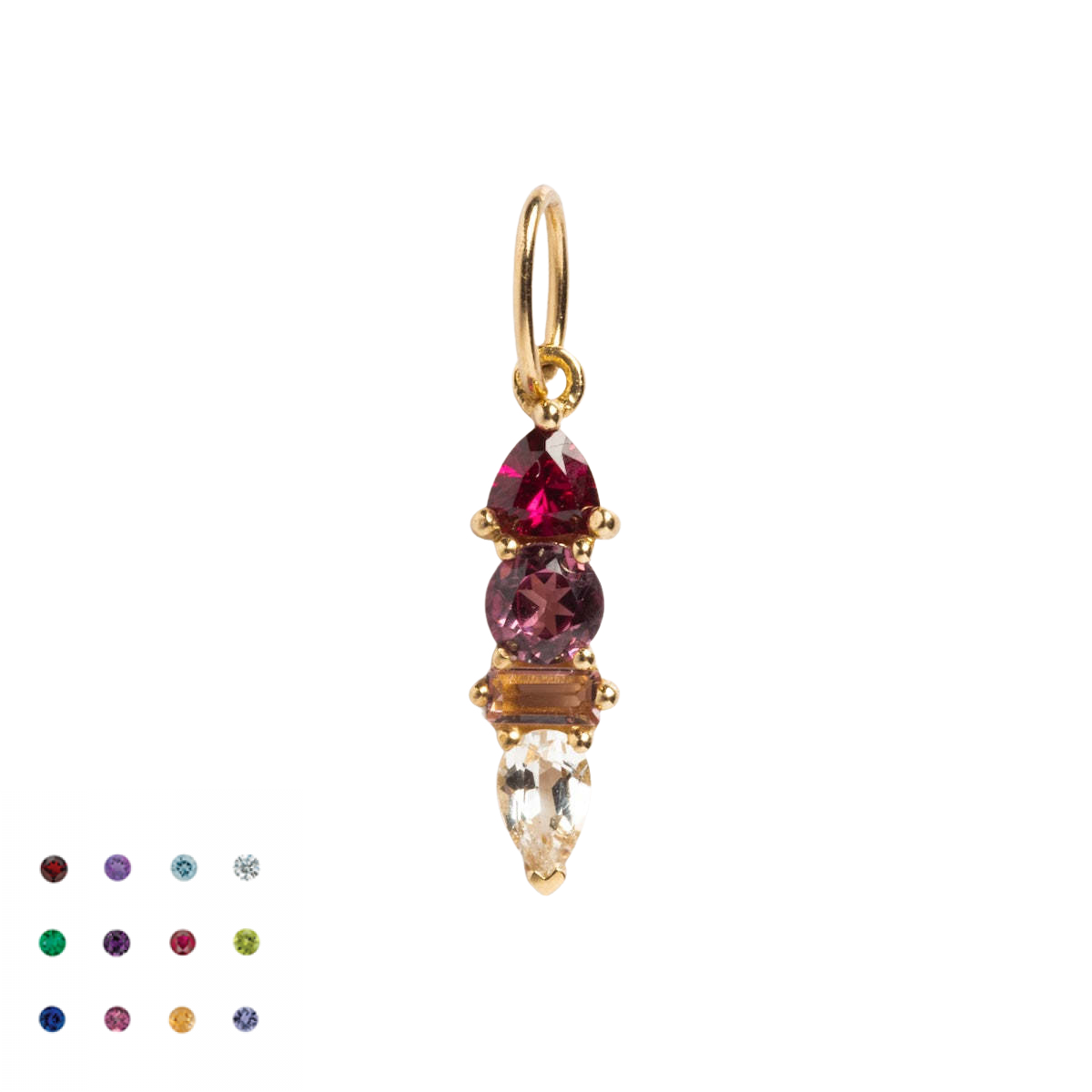 Stainless Steel 4 Cubic Zirconia Combination Birthstone Pendant