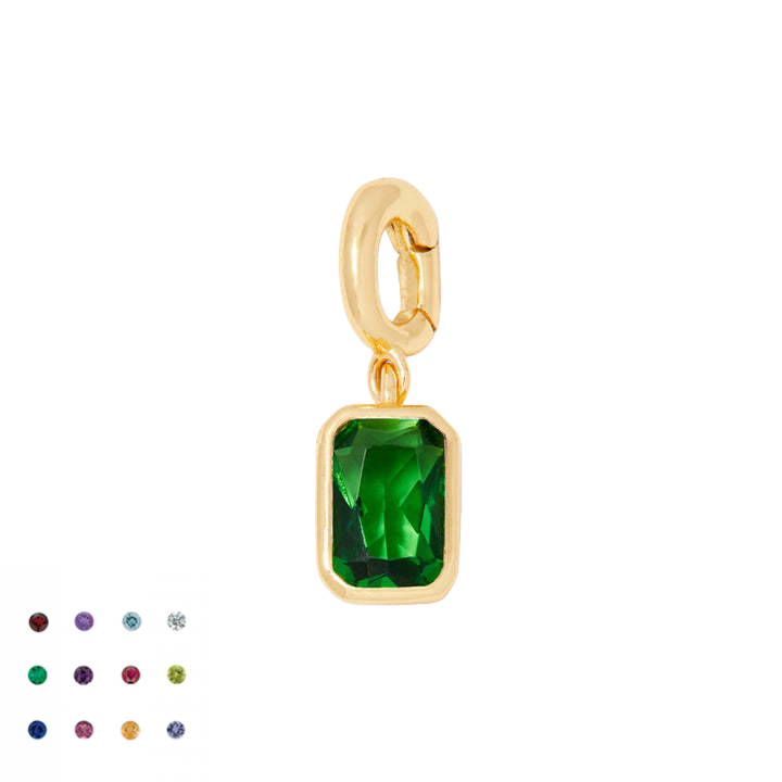 Stainless Steel Rectangular Bevel Birthstone Pendant
