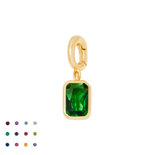 Stainless Steel Rectangular Bevel Birthstone Pendant