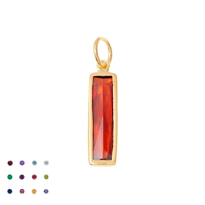 Stainless Steel Bar Rectangular Birthstone Pendant