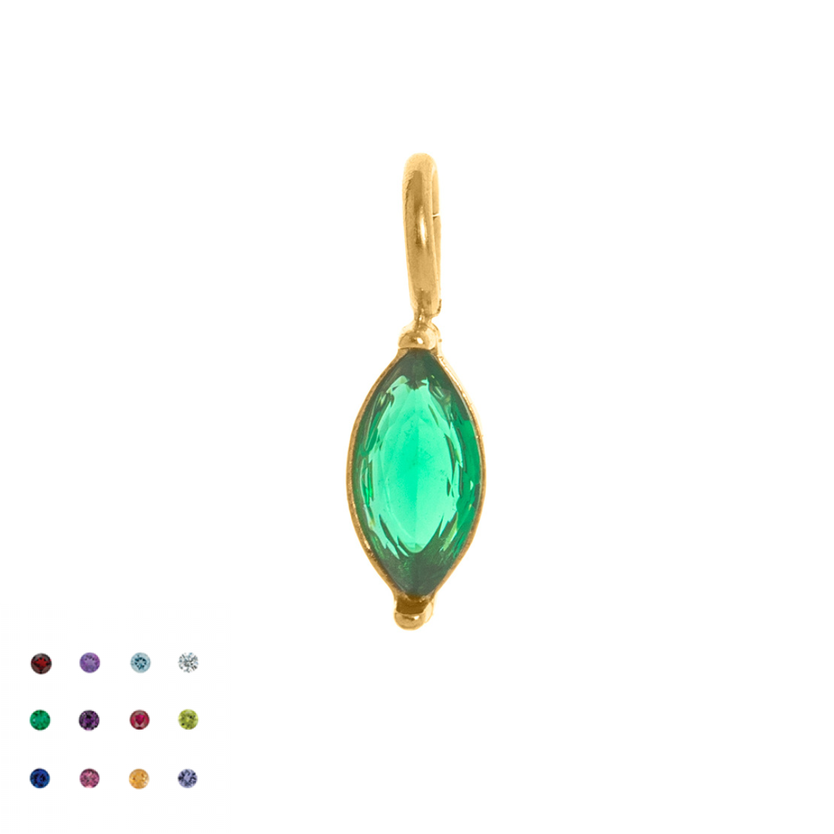 Stainless Steel Water Drop Diamond Shape Birthstone Pendant