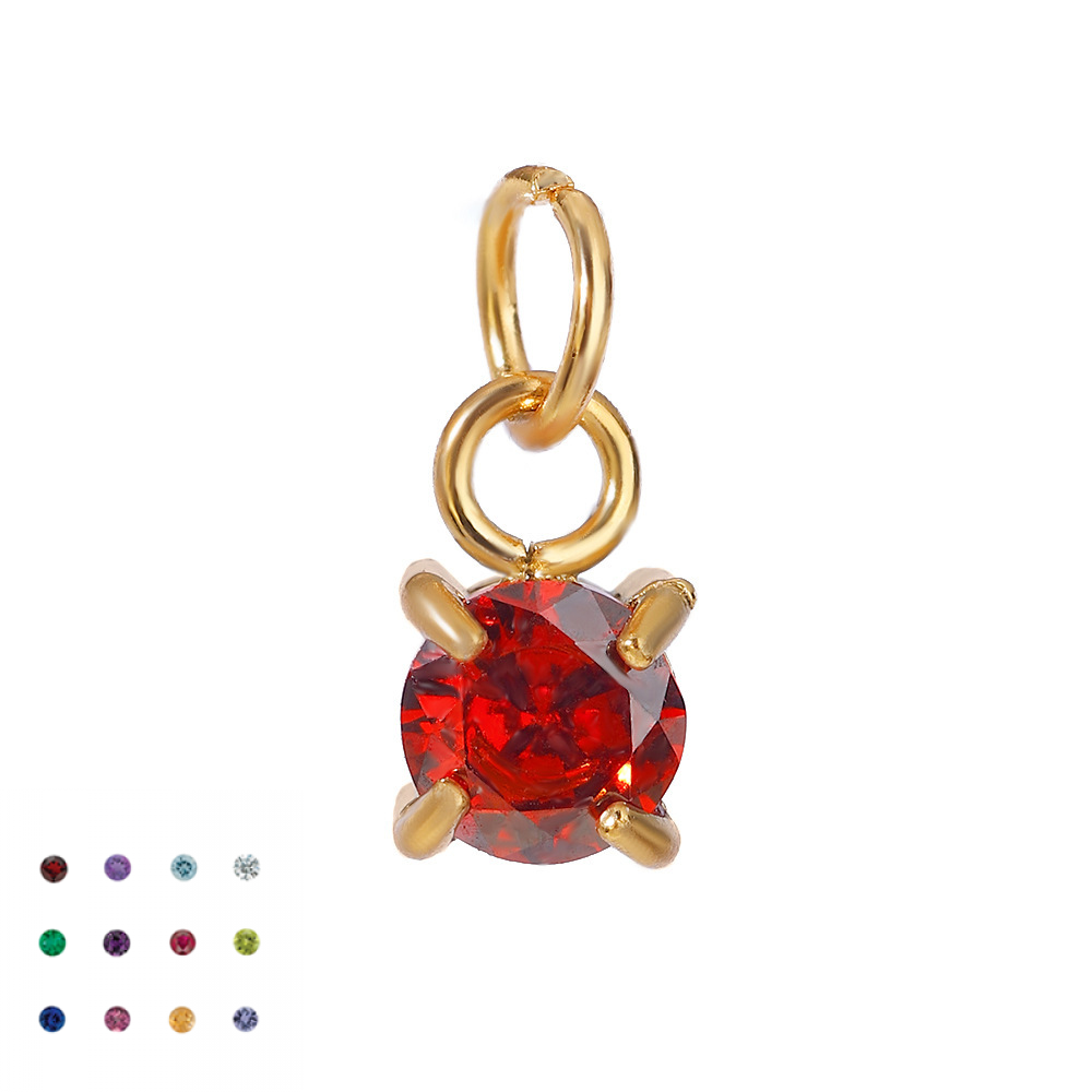 Stainless Steel Round Birthstone Pendant