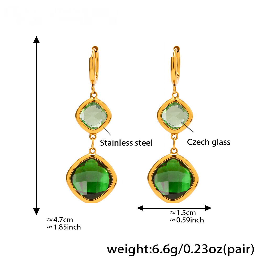 18K Gold PVD Transparent Czech Glass Huggie Earrings