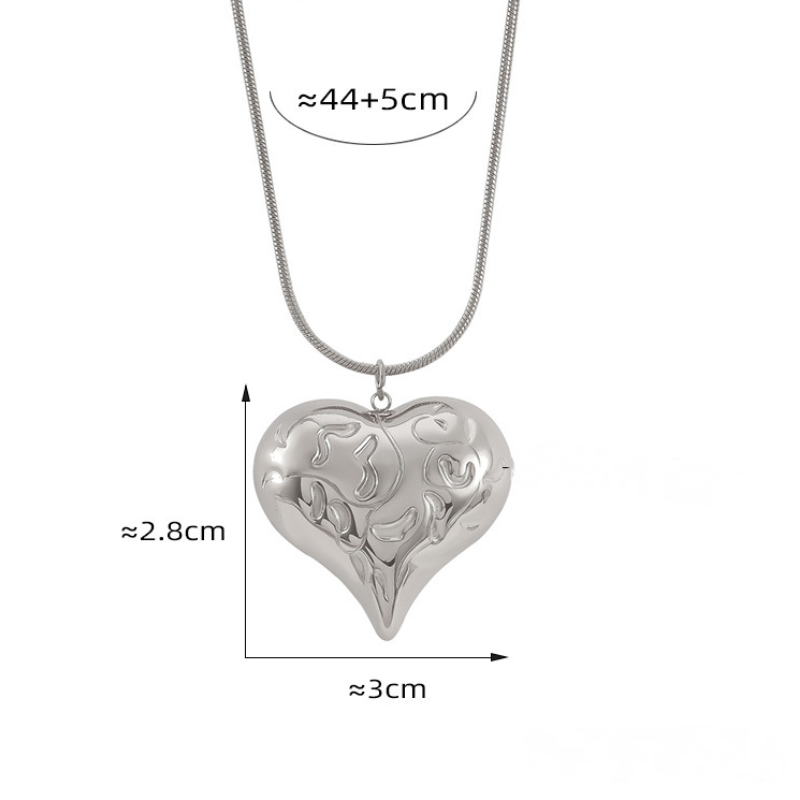 Irregular Texture Heart Necklace Earrings Jewelry Suit