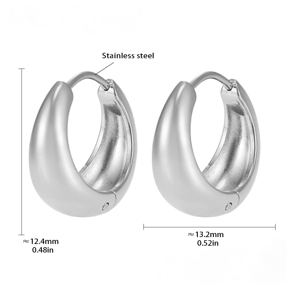 Polished Minimalist Stainless Steel Huggie Earrings