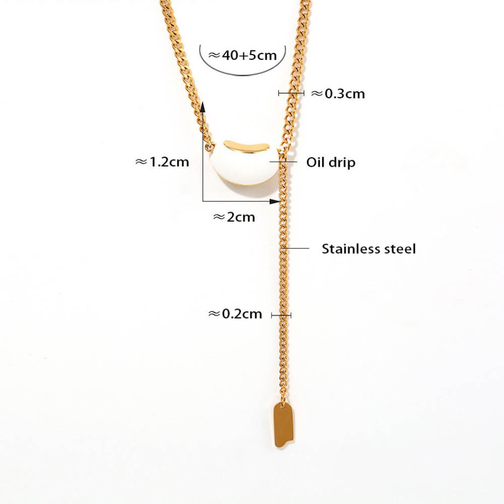 Stainless Steel Small Bean Pendant Tassel Necklace