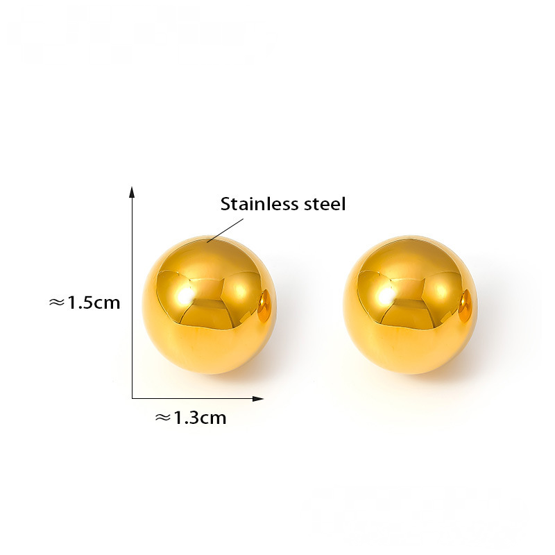 Stainless Steel Simple Half Round Hollow Stud Earrings