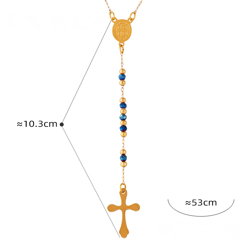 Stainless Steel Hip Hop Cross Pendant Tassel Necklace