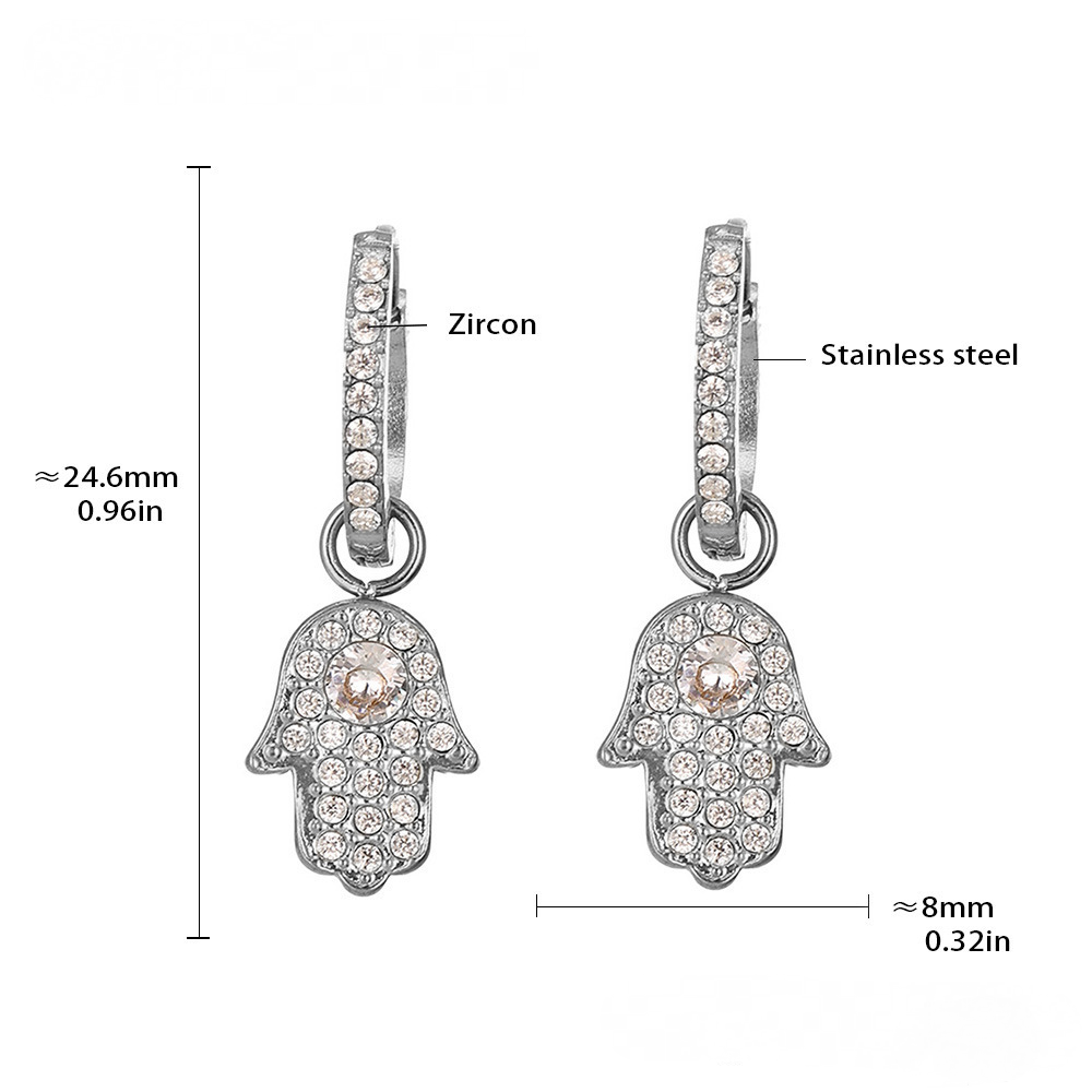 Stainless Steel Butterfly Lightning Geometric Inlay CZ Drop Earrings