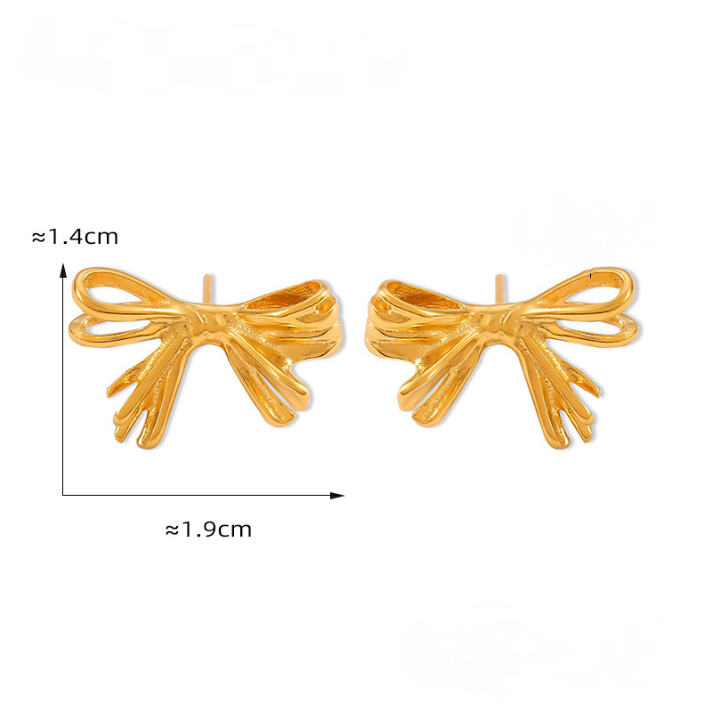 Stainless Steel Polished Bowknot Rope Stud Earrings