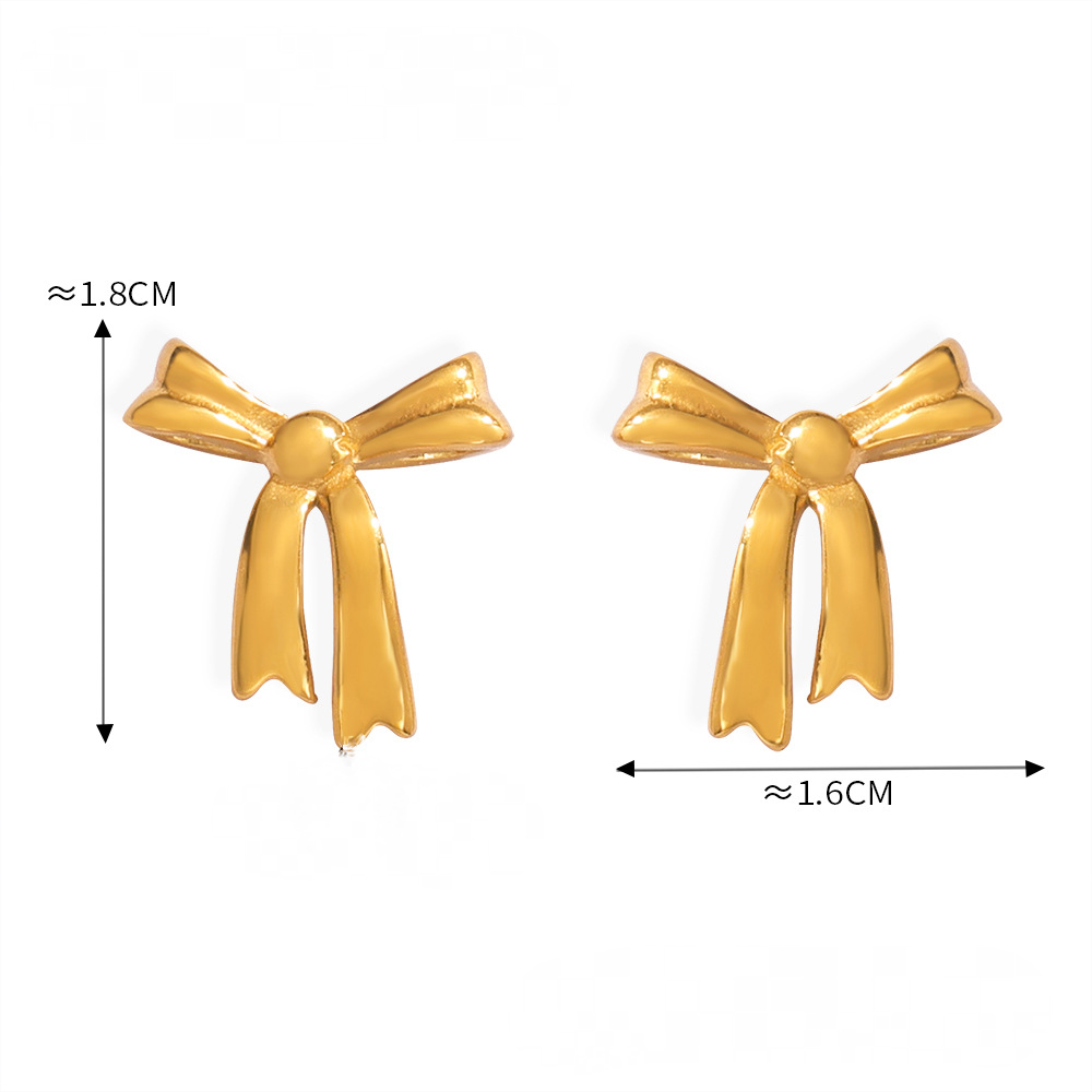 Stainless Steel Minimalist Bow Stud Earrings