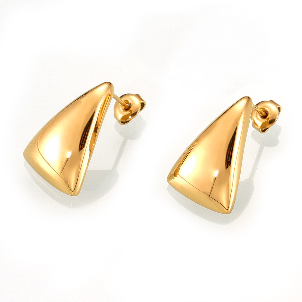 Stainless Steel Triangle Polished Stud Earrings