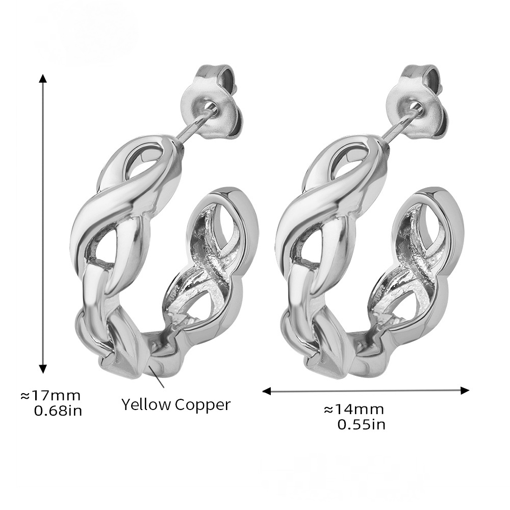 Chain Shape Stainless Steel Hoop Earrings
