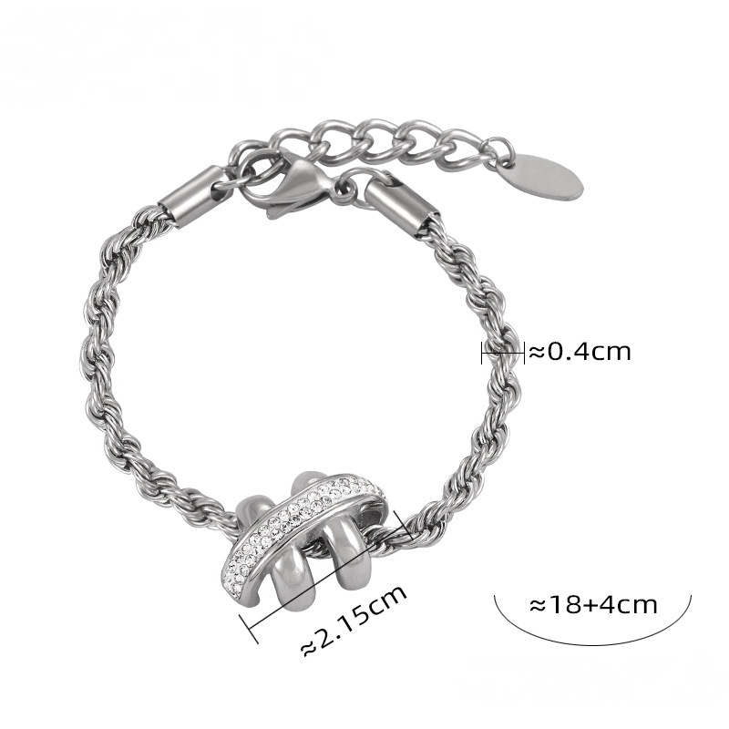 Rope Chain Geometric Pendant Necklace Bracelet Cubic Zirconia Ring Earrings Jewelry Suit