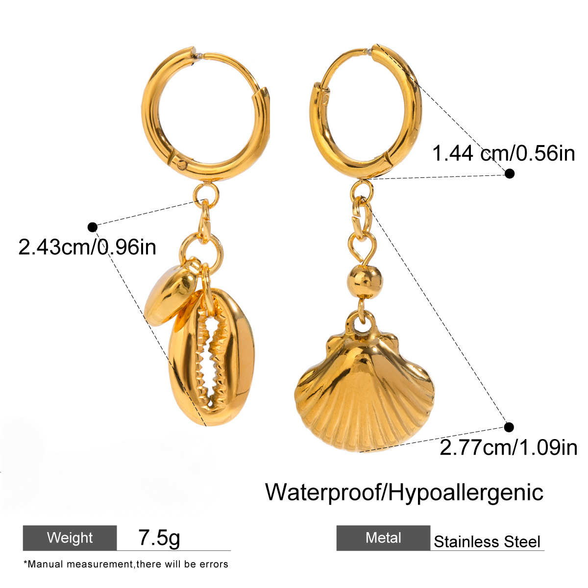 Stainless Steel Ocean Huggie Earring Combination