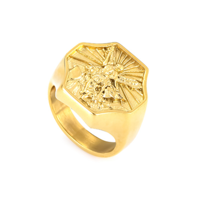 Vintage Archangel Saint Michael Stainless Steel Men's Ring