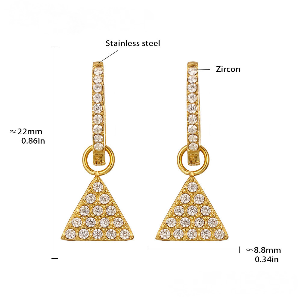 Stainless Steel Butterfly Lightning Geometric Inlay CZ Drop Earrings