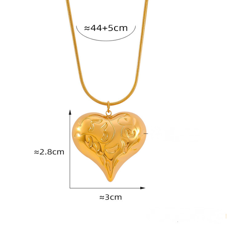 Irregular Texture Heart Necklace Earrings Jewelry Suit