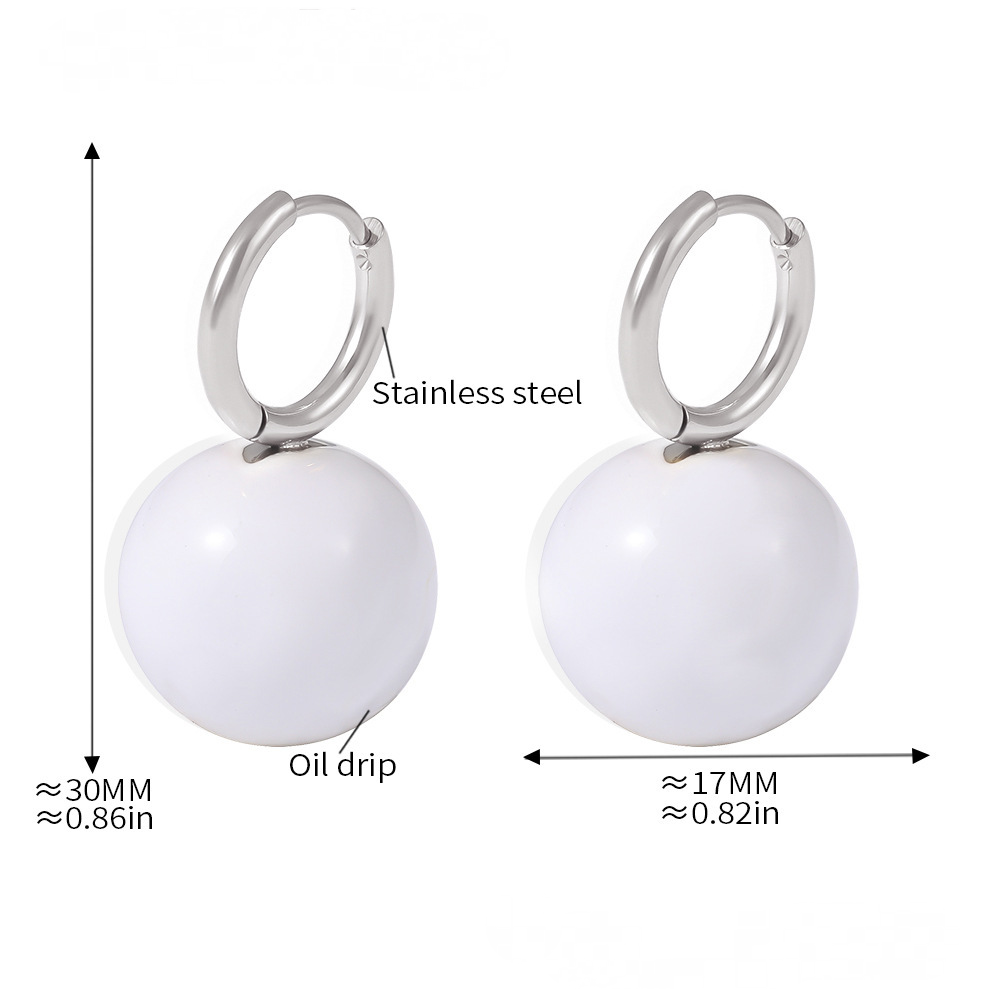 Stainless Steel Candy Color Hollow Bead Drop Earrings