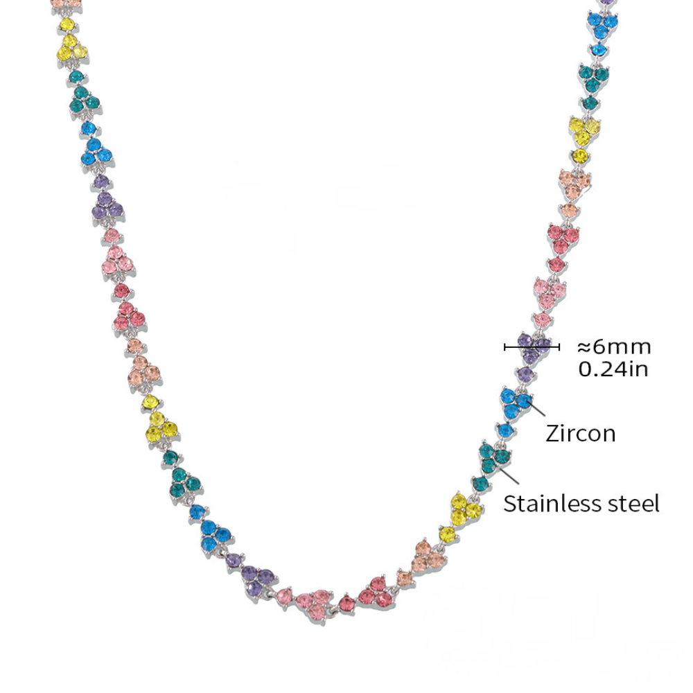 Stainless Steel Triangular Plum Blossom Cubic Zirconia Necklace