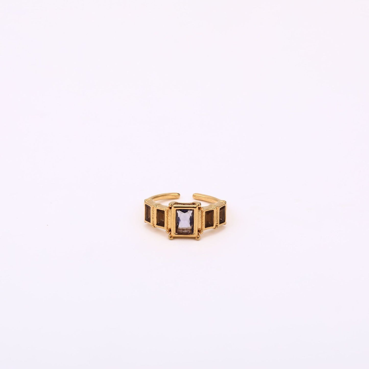 Stainless Steel Square Birthstone Ring