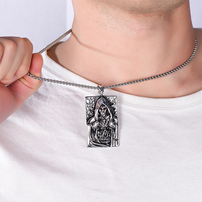 Stainless Steel Devil Cross Pattern Pendant Necklace