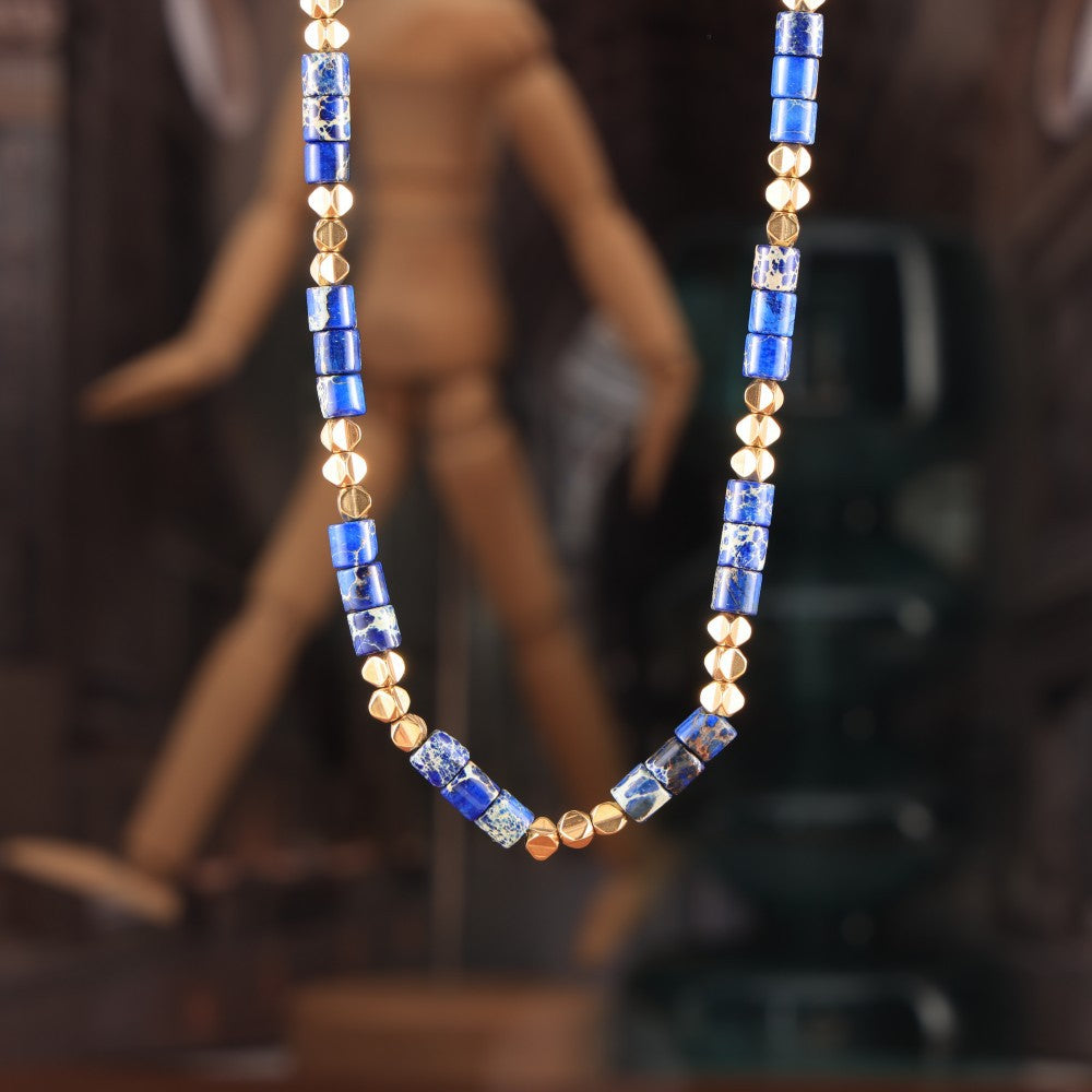 Cylindrical Natural Stone Beaded Necklace