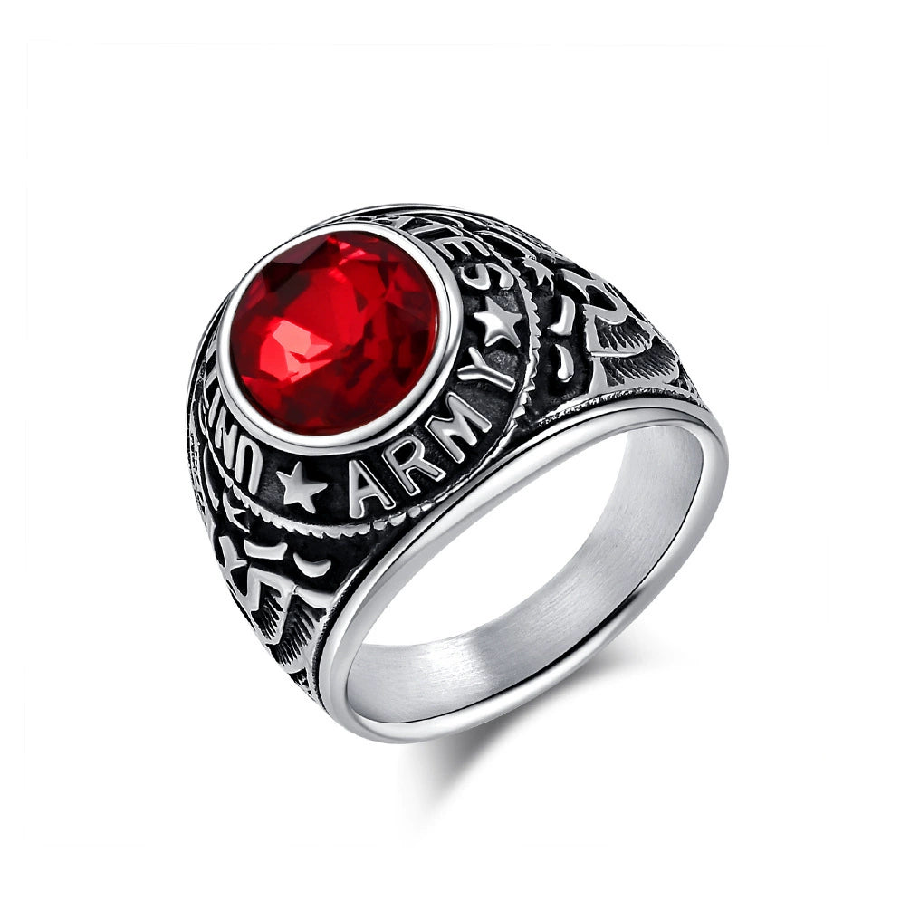 Marine Troops Inlay Gemstone Eagle Rings