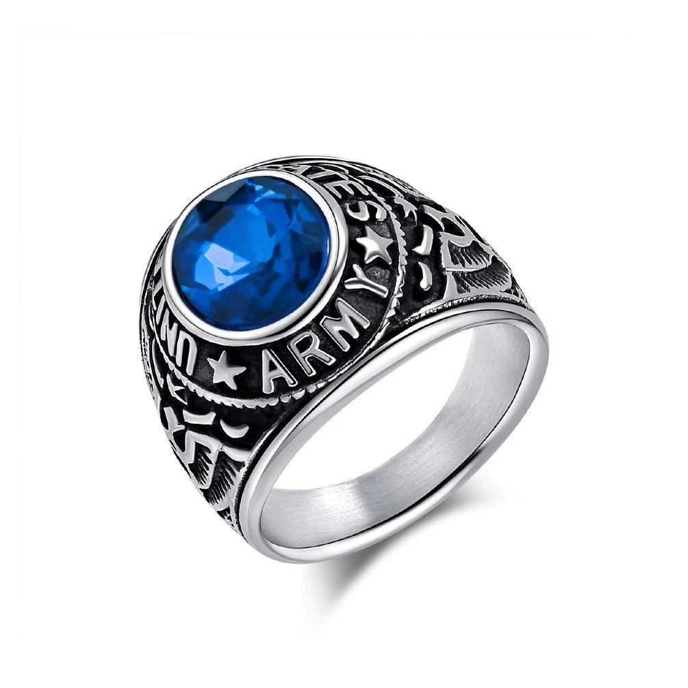 Marine Troops Inlay Gemstone Eagle Rings