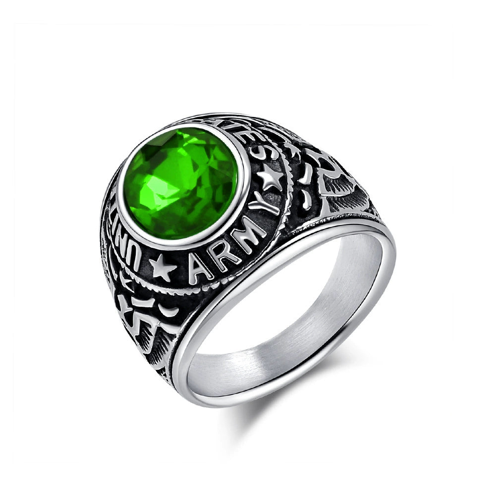 Marine Troops Inlay Gemstone Eagle Rings