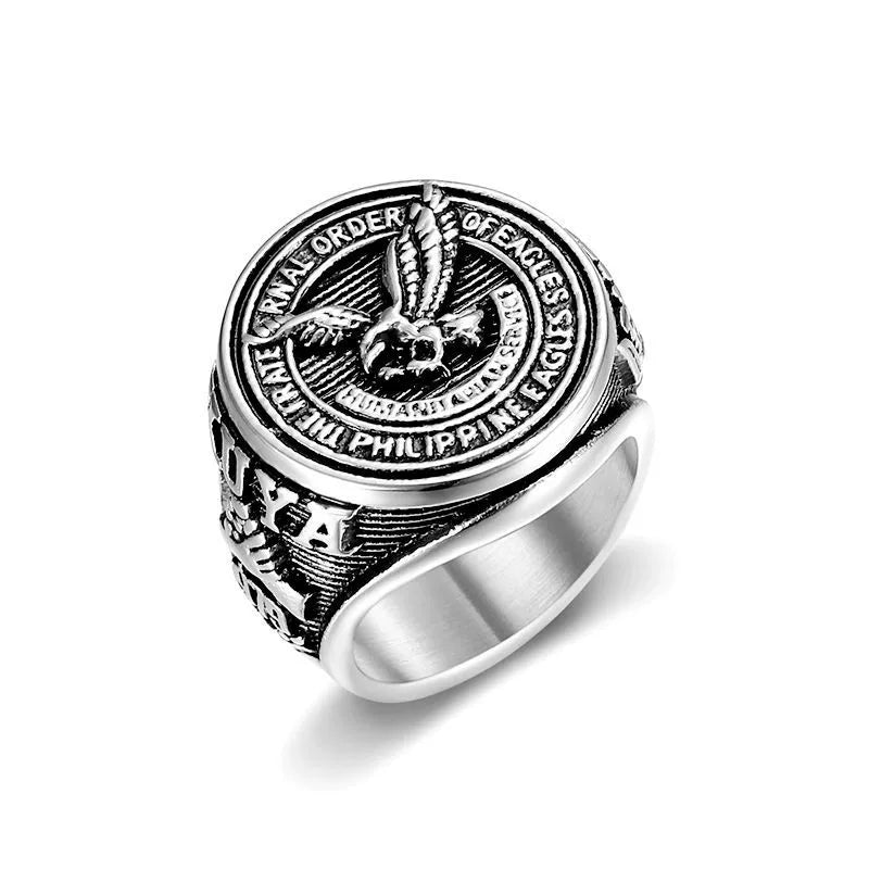 Stainless Steel Eagle Center Men's Signet Ring
