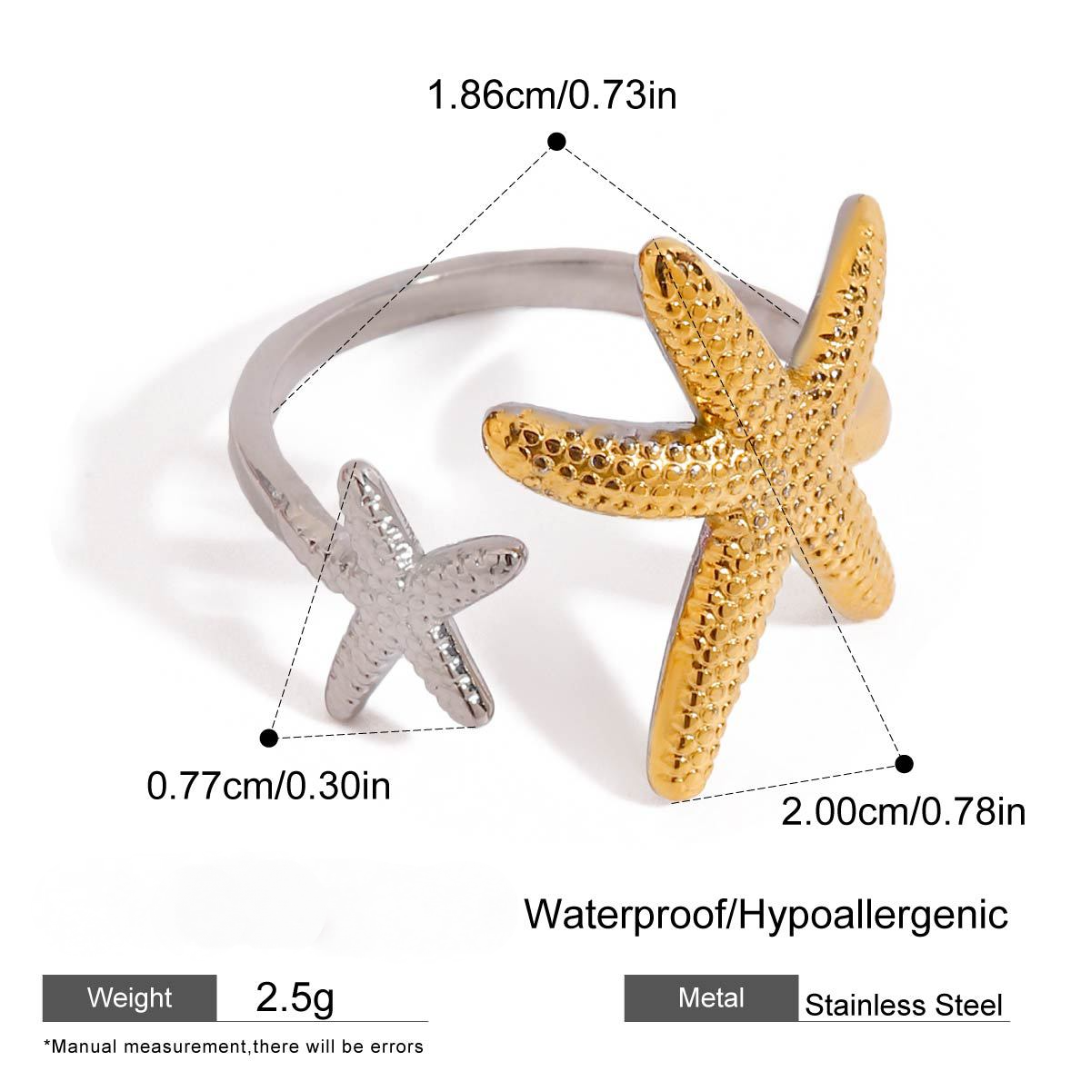 Starfish Shell Color Blocked Ring Combination
