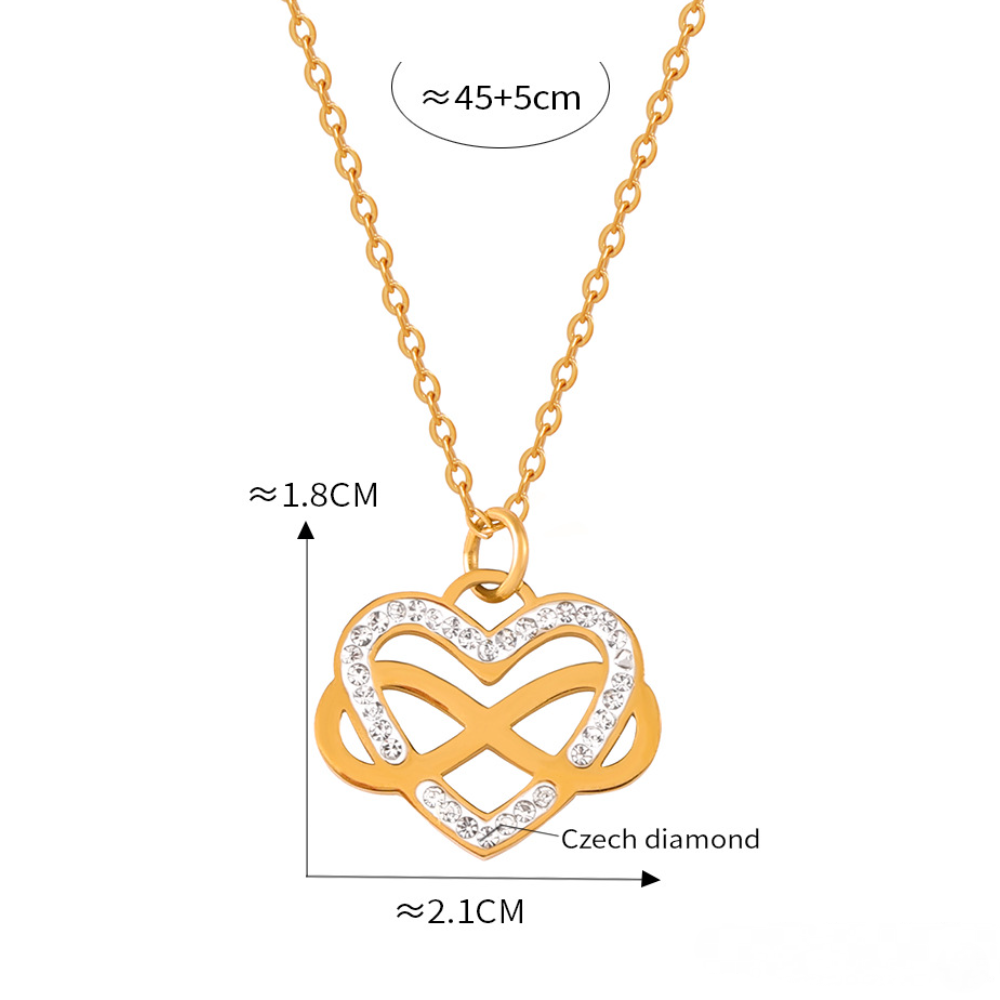 Heart Wrap Pendant Necklace Bowknot Cubic Zirconia Earrings Jewelry Suit