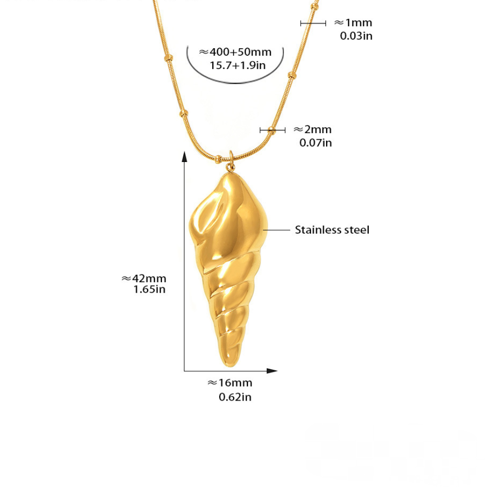 Stainless Steel Hollow Conch Pendant Stacking Necklace