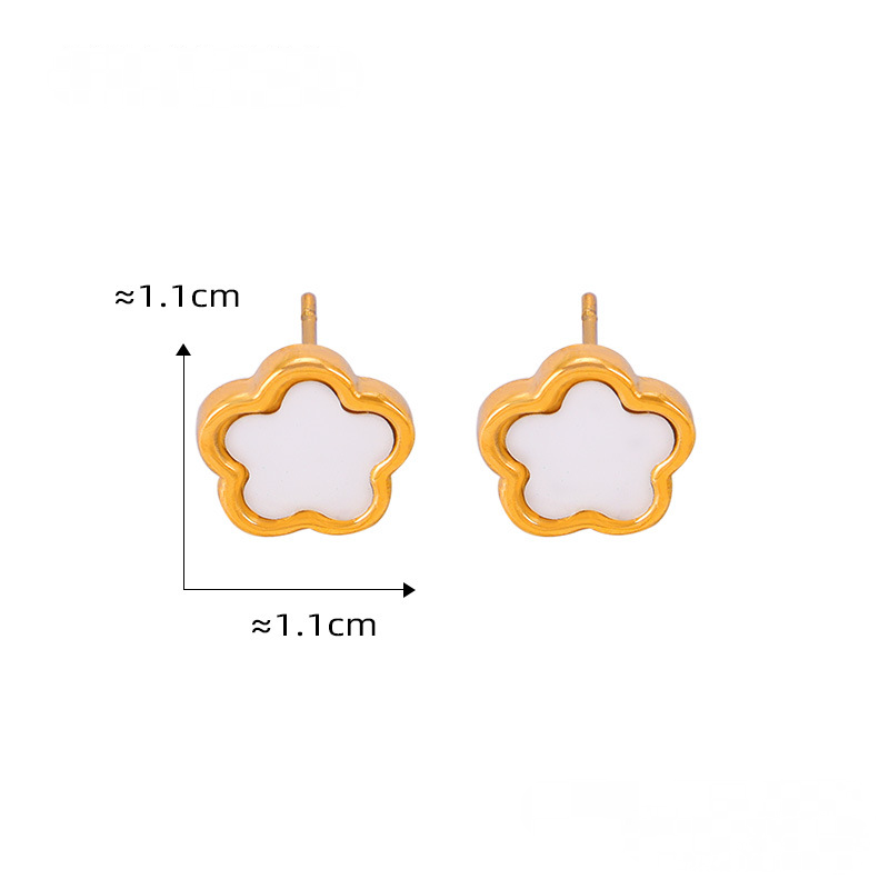 Flower Inlay White Shell Bracelet Necklace Earrings Jewelry Suit