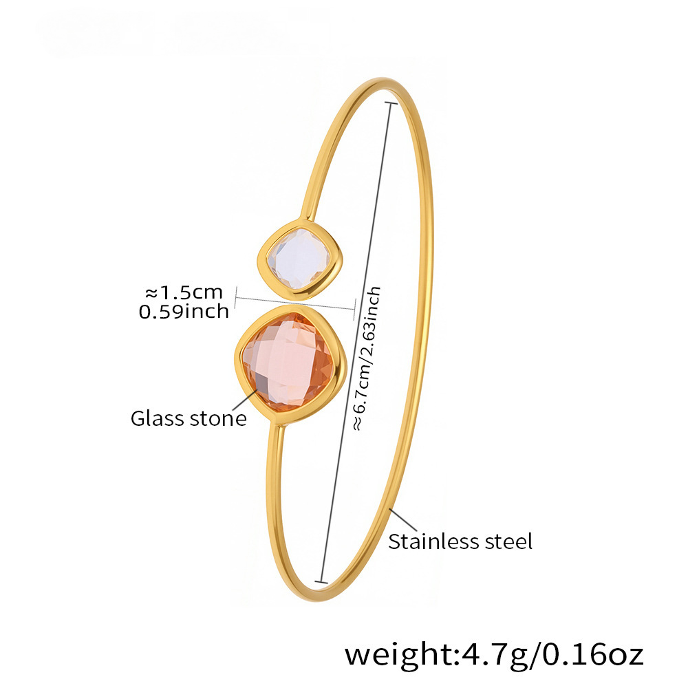 Super Flash Cut Czech Glass Stone Cuff Bracelet