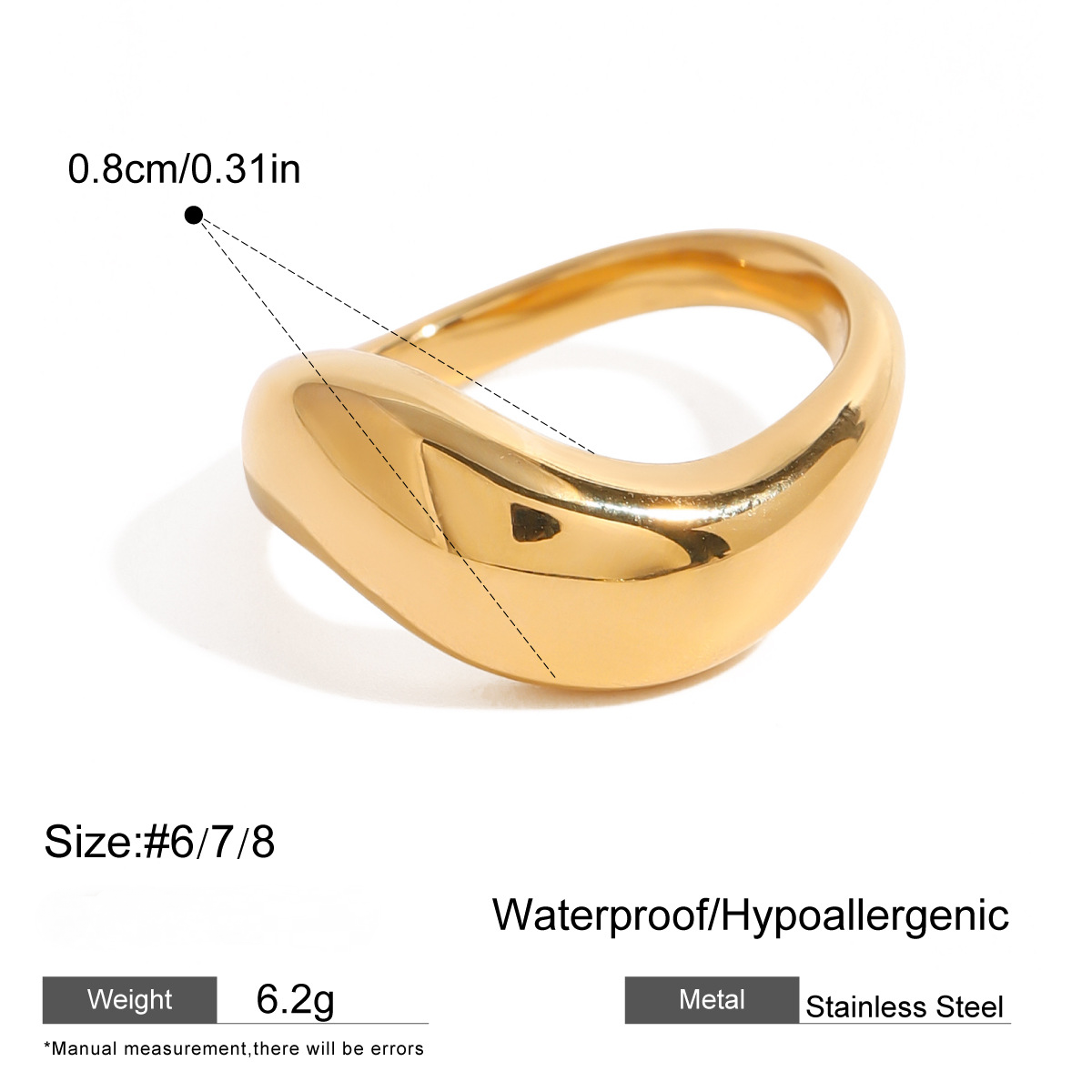 Stainless Steel 18K Gold PVD Exaggerated Ring