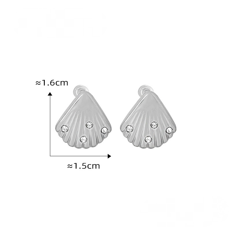 Stainless Steel Shell Shape Pendant Necklace Earrings Jewelry Suit