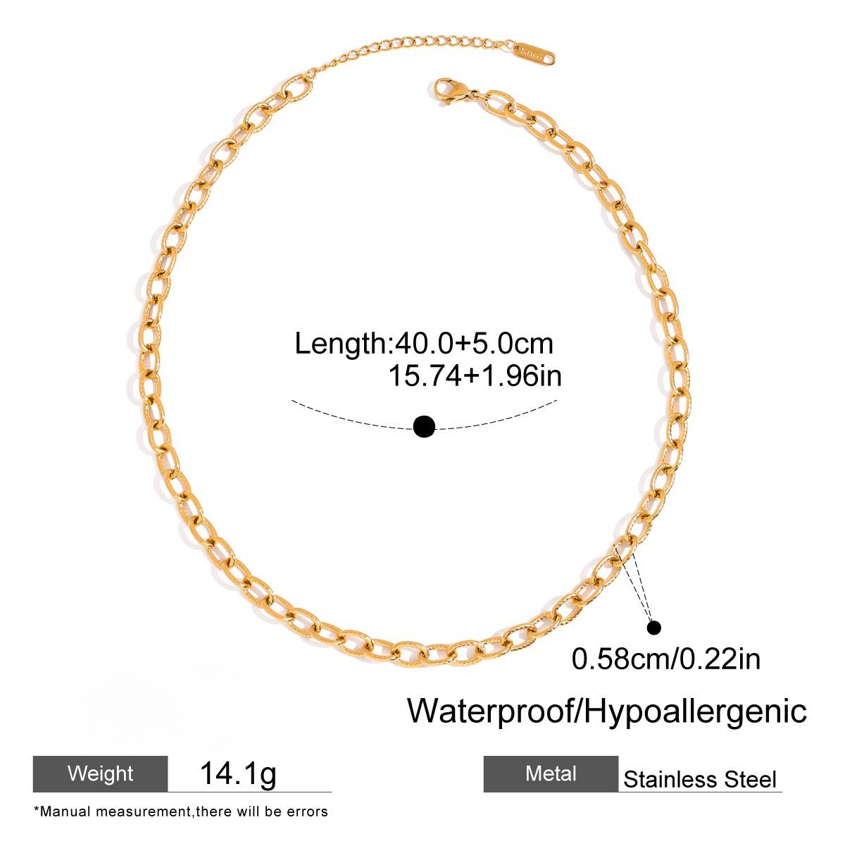 Stainless Steel 18K Gold PVD Cable Chain Necklace