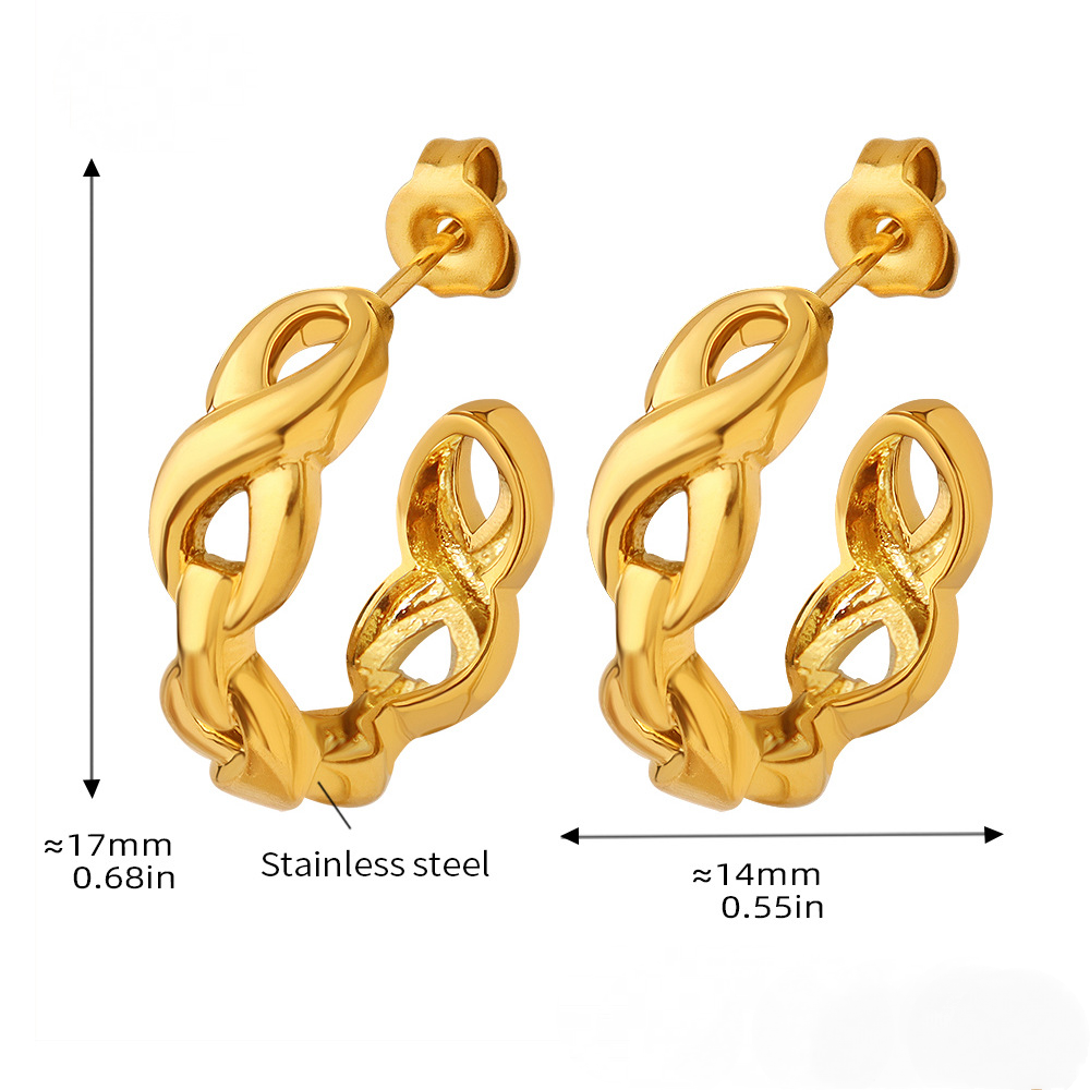 Chain Shape Stainless Steel Hoop Earrings