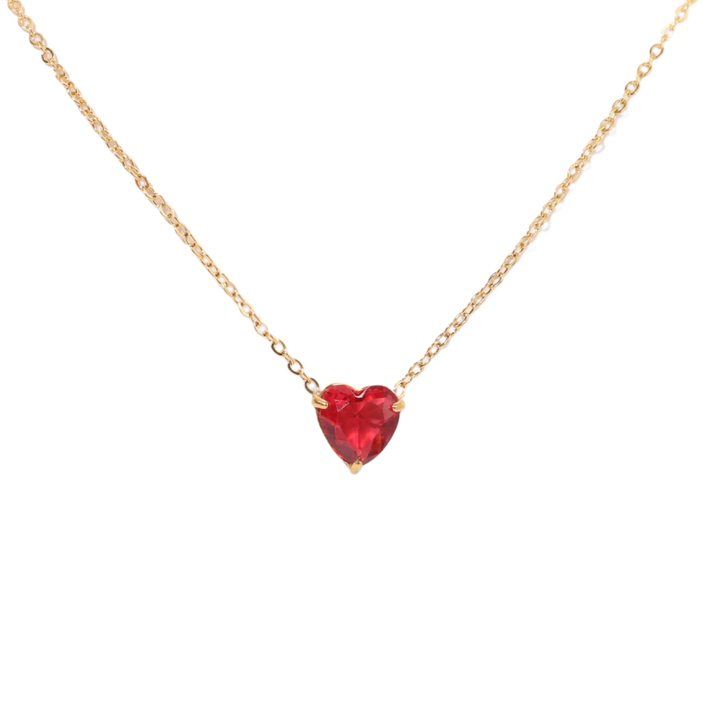 Stainless Steel Heart Birthstone Necklace