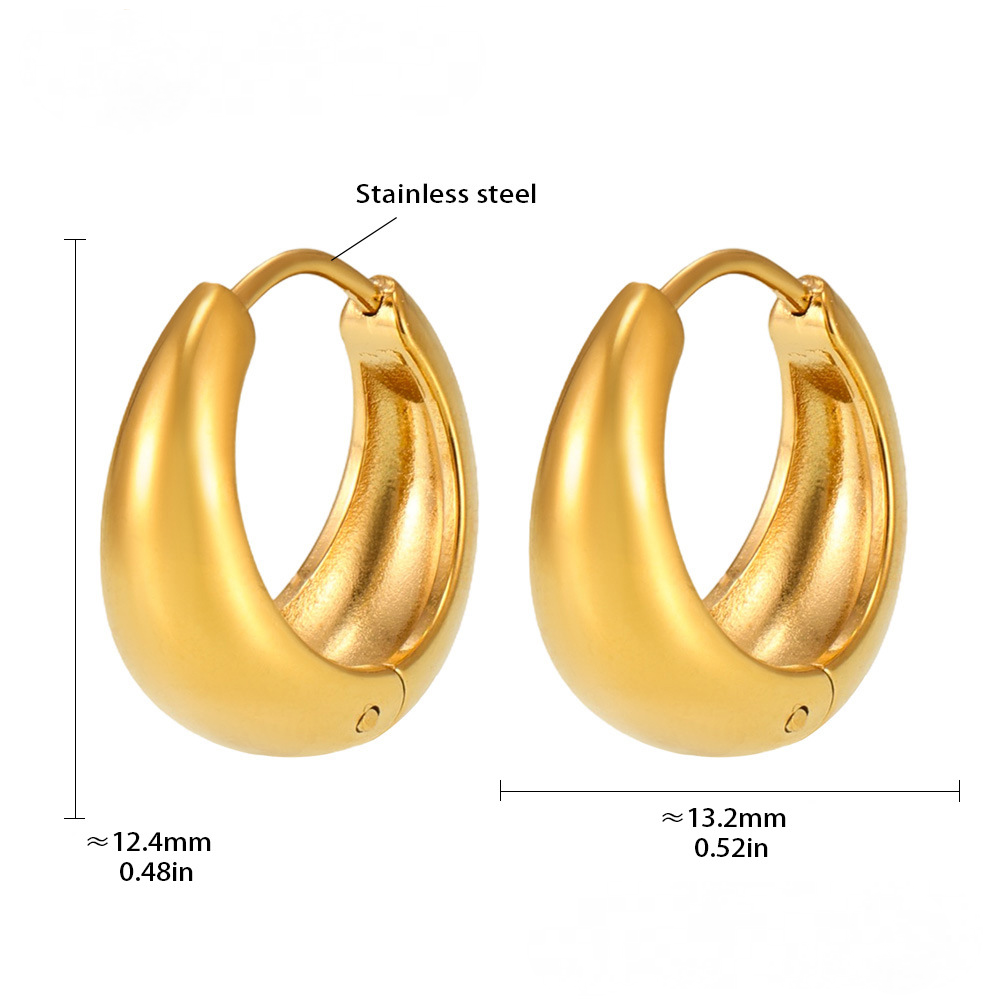 Polished Minimalist Stainless Steel Huggie Earrings