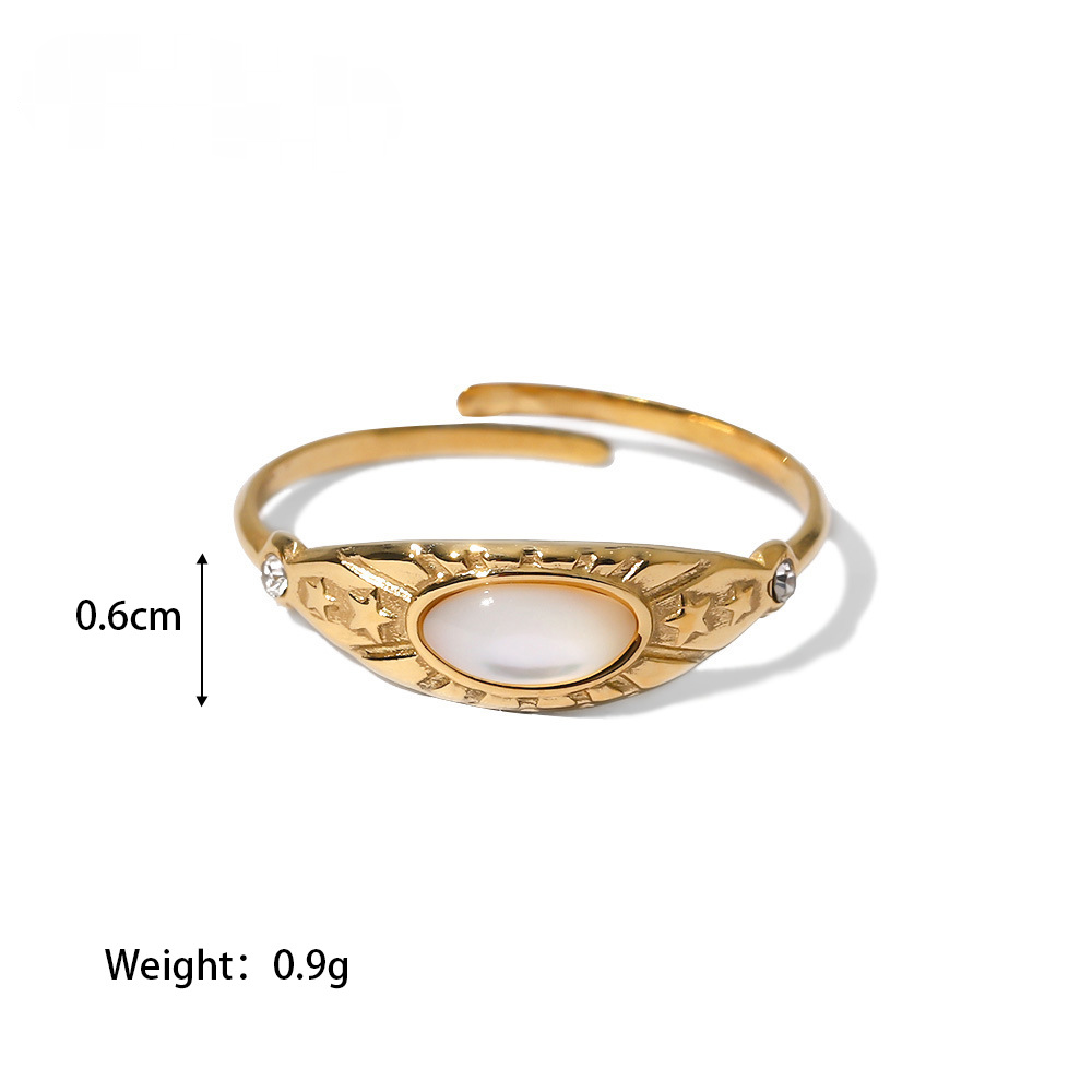 Stainless Steel 18K Gold PVD Cubic Zirconia Ring