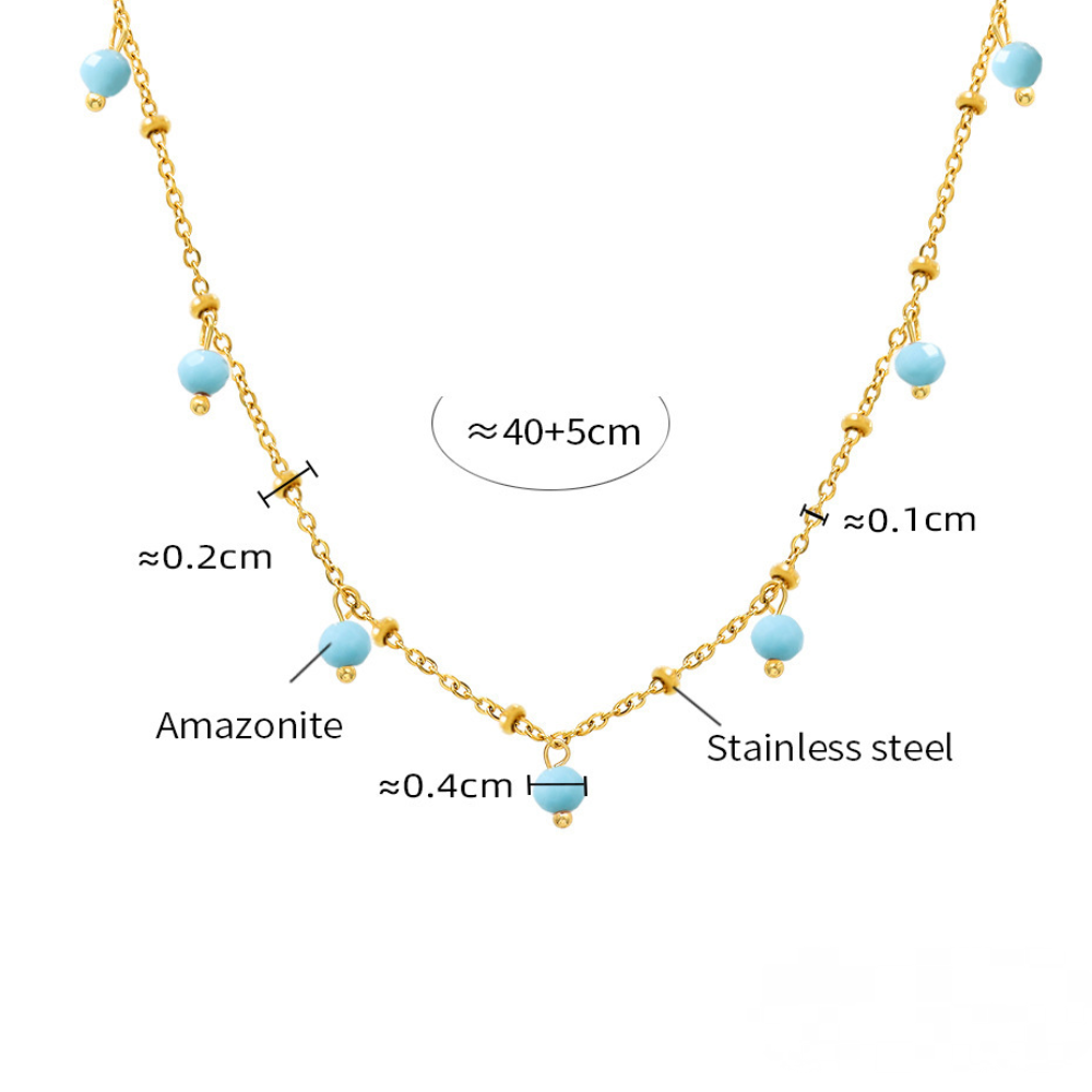 Stainless Steel Beaded Charm Necklace