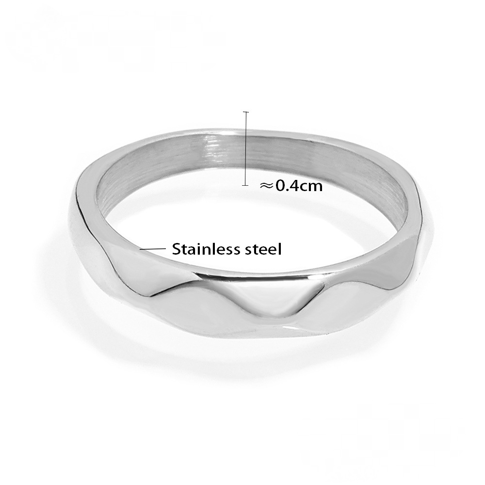 Stainless Steel Simple Stacking Czech Diamond Rhinestone Ring