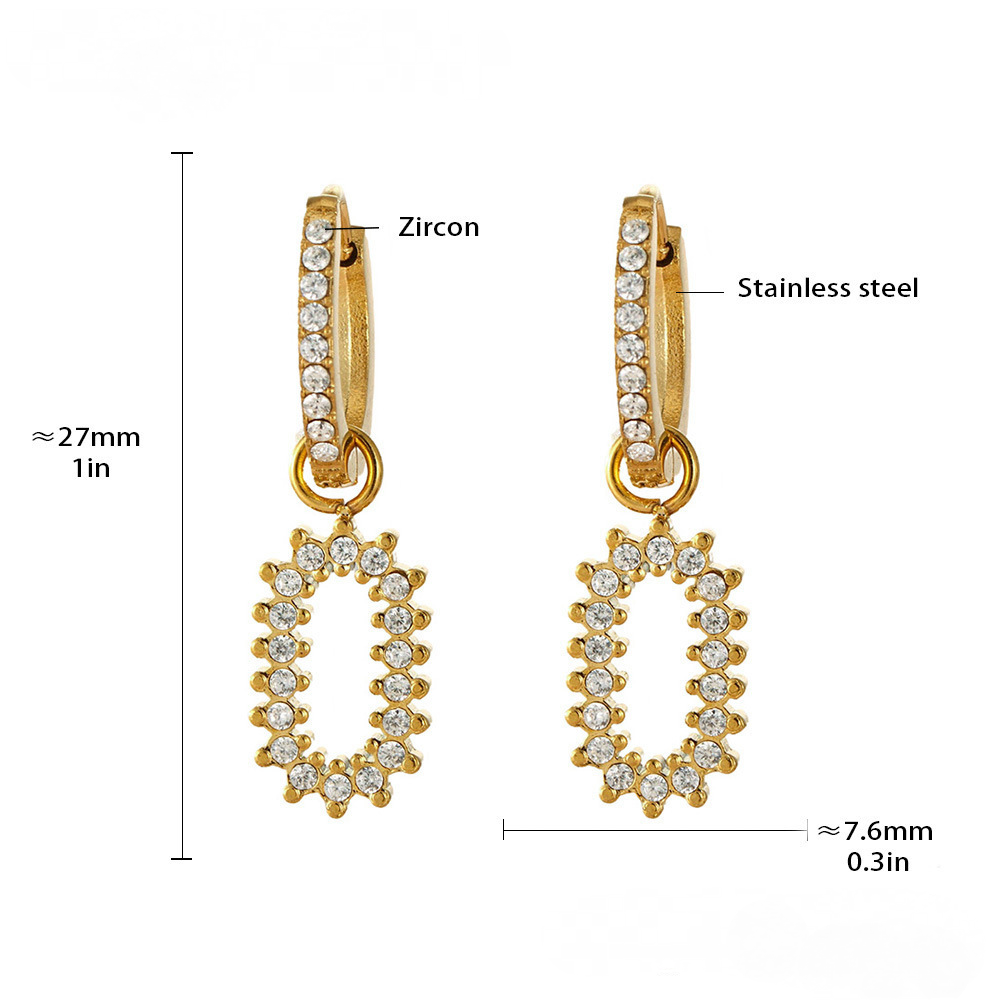 Stainless Steel Butterfly Lightning Geometric Inlay CZ Drop Earrings
