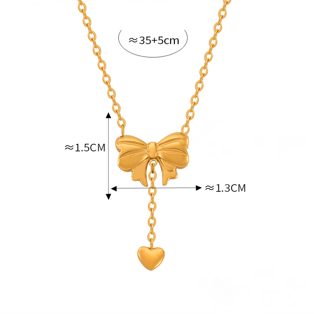 Bow Pendant Tassel Necklace Earrings Jewelry Suit