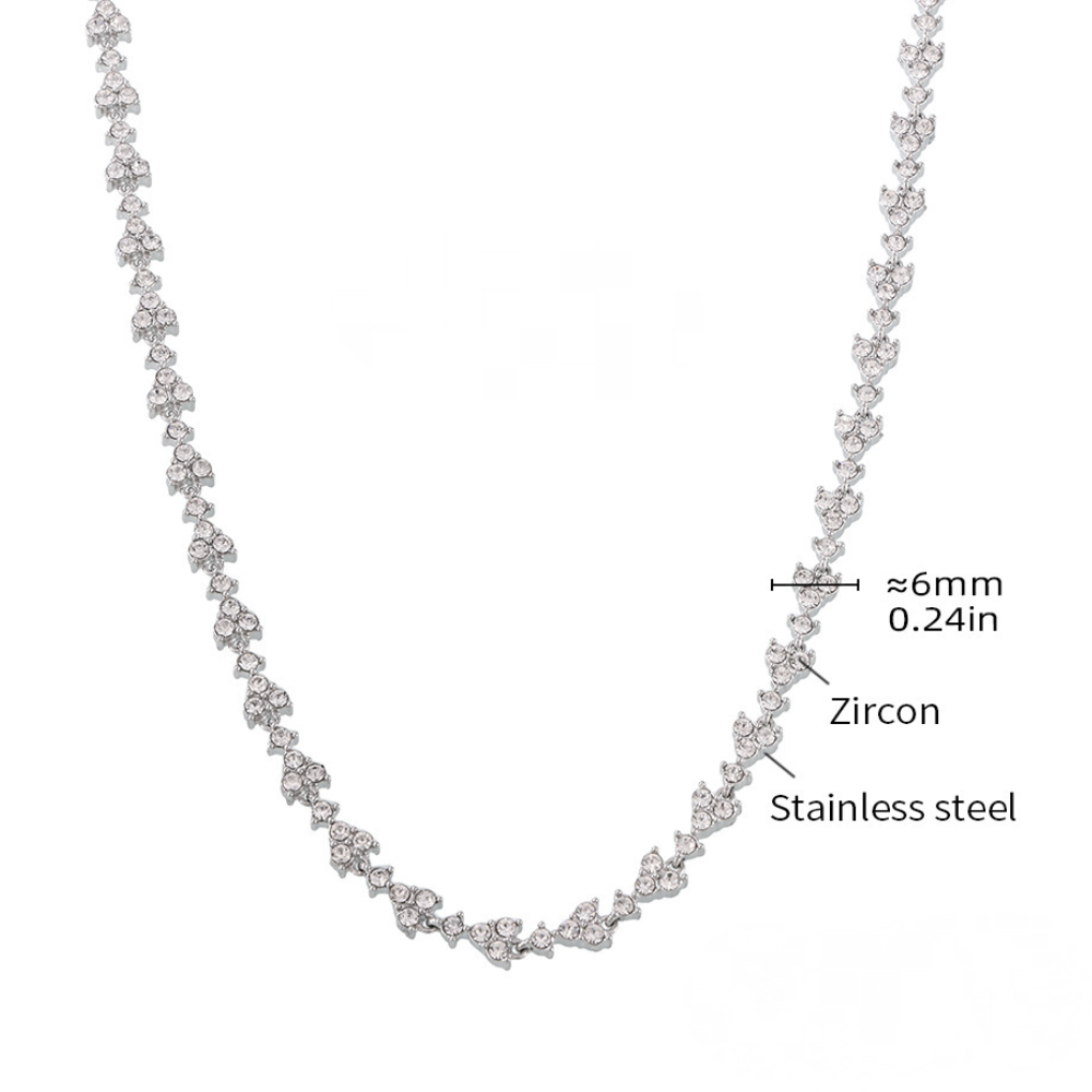 Stainless Steel Triangular Plum Blossom Cubic Zirconia Necklace
