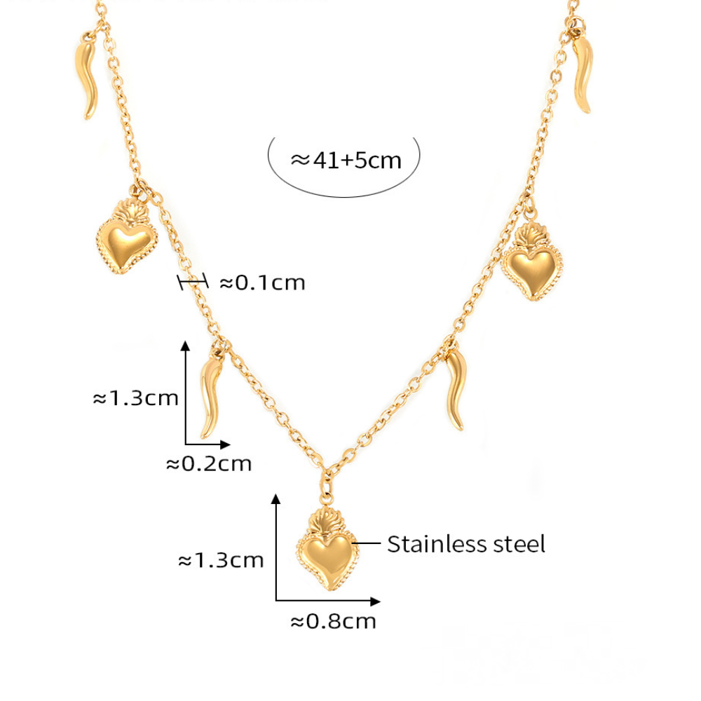 Heart Pepper Pendant Bracelet Necklace Jewelry Suit