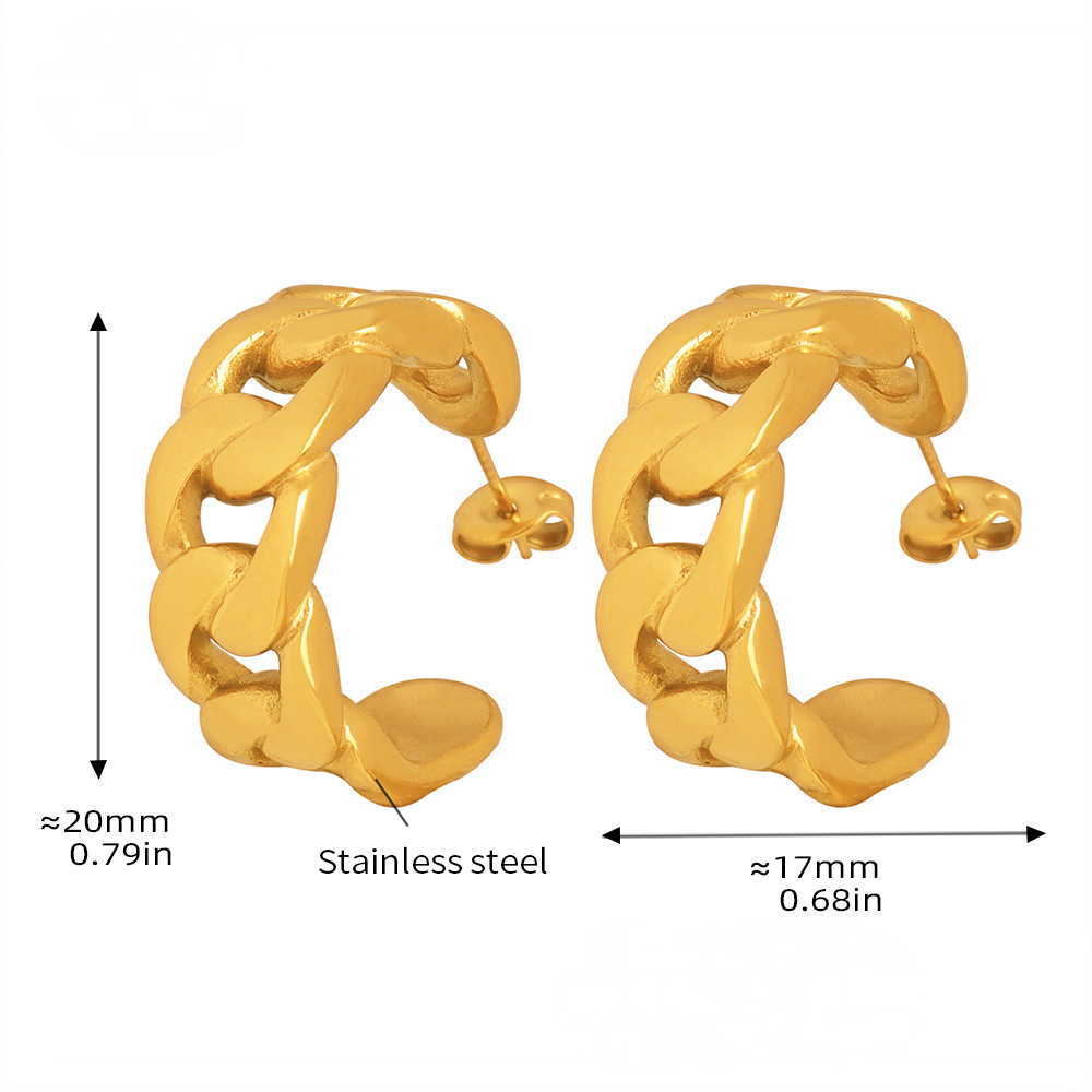 Chain Shape Stainless Steel Hoop Earrings